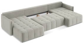 Divano angolare grigio chiaro allungabile/con contenitore (a U) Moku – Makamii