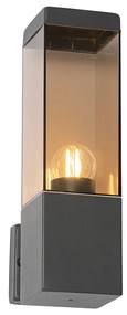 Lampada da parete esterna moderna grigio scuro con vetro fumé - Malios