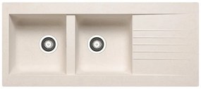 Lavello integrato 2 vasche in resina avena DELINIA Scirocco L 50 x L 116 cm