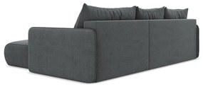 Divano angolare grigio allungabile/con contenitore (con penisola a destra) Nanea – Makamii