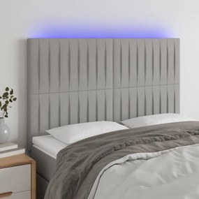 Testiera A Led Grigio Chiaro 144x5x118/128 Cm İn Tessuto /