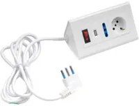 Multipresa da tavolo colore bianco ecova 2 posti 10/16 a con porta usb