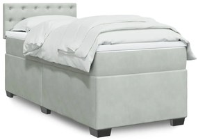 Giroletto A Molle Con Materasso Grigio Chiaro 100x200cm Velluto /