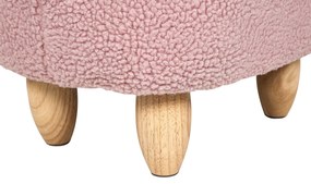 Pouf animaletto tessuto rosa e legno chiaro UNICORN Beliani