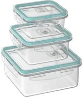 Set 3 contenitori quadrati ermetici in vetro