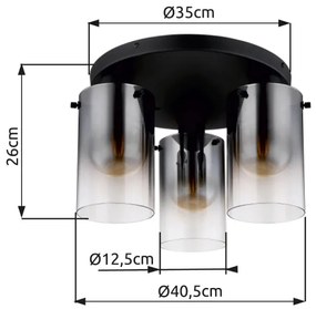 Globo 15907-3D - Lampadario a plafone FLORENTINA 3xE27/40W/230V diametro 40,5 cm nero