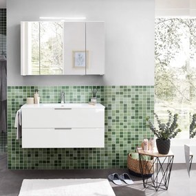 Mobile da bagno sospeso sotto lavabo L 99 x H 48 x P 45 cm bianco lucido, 2 cassetti PELIPAL Madeo