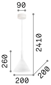 Sospensione Moderna Cocktail Vetro Bianco 1 Luce E14