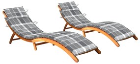 Lettini Prendisole 2 Pz Con Cuscini İn Legno Massello Dacacia /
