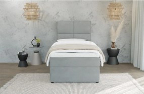 Letto singolo imbottito con contenitore grigio chiaro con materasso e topper inclusi 80x200 cm Lena – Ropez