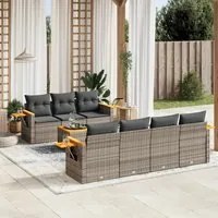 Set Divano da Giardino 8 pz con Cuscini Grigio in Polyrattancod mxl 90319