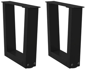 Gambe Per Tavolo Da Pranzo A V 2 Pz Nero 40x(30-31,3)cm Acciaio /