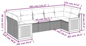 Set Divani da Giardino con Cuscini 7pz Nero Polyrattan