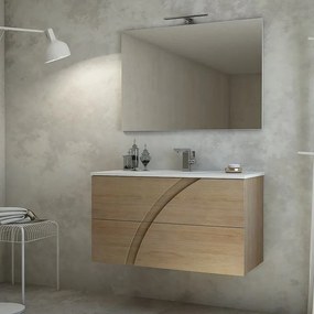 Mobile sottolavabo e lavabo con illuminazione Monica rovere tabacco L 100 x H 55 x P 46 cm