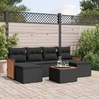 Set Divani da Giardino con Cuscini 7pz Nero Polyrattan 3227903