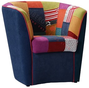 Poltrona in tessuto patchwork cucita a mano per camera ufficio BLU