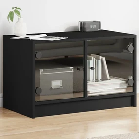Mobile Porta Tv Con Ante İn Vetro Nero 68x37x42 Cm /