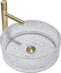 Mexen Dema lavandino da appoggio in vetro 39 x 39 cm, trasparente - 24043900