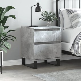 Comodino Grigio Cemento 40x35x50 Cm İn Legno Multistrato /
