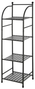 Scaffale bagno H 116 in metallo design nero con quattro ripiani