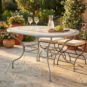 VENTUS - tavolo da giardino in ferro con piano in mosaico 90 x 160