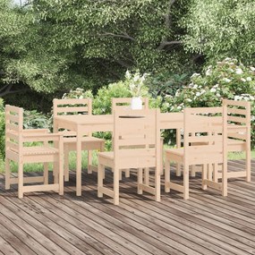 Set Da Pranzo Da Giardino 7 Pz İn Legno Massello Di Pino /