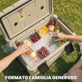 Box Frigo Portatile 66,6x38,5x40 cm Capacità 42,6L Isolato con Maniglia in HDPE e Schiuma PU Cachi...