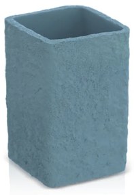 Portaspazzolini da appoggio turchese cobalto in resina effetto pietra