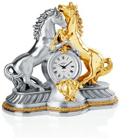 Orologio Coppia Cavalli argento/oro h.26cm