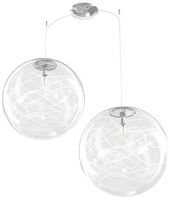 Sospensione Contemporanea Moon Metallo Cromo Vetro Bianco 2 Luci E27 D.40Cm