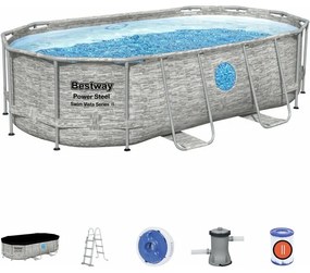 Piscina Power Steel Swim Vista Series ii Ovale effetto marmo con Oblò Bestway 56714