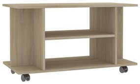 Mobile tv con ruote rovere sonoma 80x40x45 cm legno multistrato