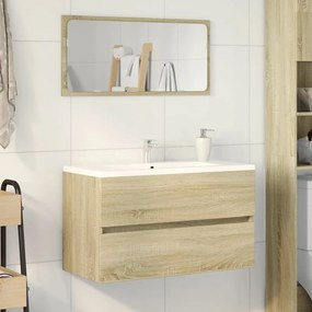 Mobile da bagno con specchio rovere sonoma 80x38,5x45 cm