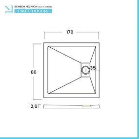 Piatto doccia 80x170 in resina grigio effetto pietra riducibile Agorà