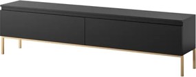 Mobile TV Da Terra 175 Cm 2 Ante Nero Piedini Oro Lume