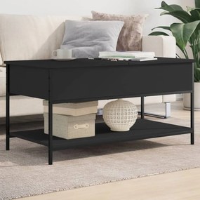 Tavolino Da Salotto Nero 100x50x50cm Legno Multistrato Metallo /
