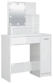 Toeletta con led bianco lucido 86,5x35x136 cm