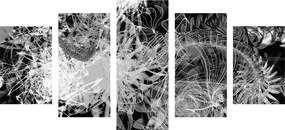 Quadri 5 pezzi – Arte astratta in bianco e nero