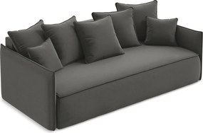 Divano grigio scuro allungabile/con contenitore con rivestimento in velluto 225 cm Hula – Makamii