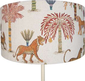 Lampada da terra Japandi beige con paralume stampa animale multicolore 50cm - Simplo