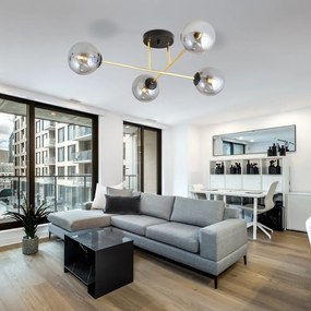 Lampadario da Soffitto MAGNUM 4 in Acciaio e Vetro 4xE14 Colore del corpo Nero e Grafite