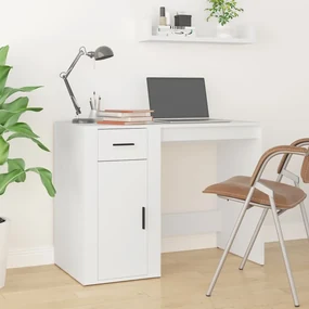 Scrivania Bianca 100x49x75 Cm İn Legno Multistrato /