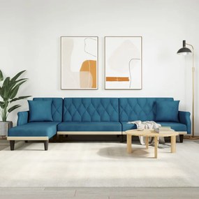 Divano Letto A L Blu 271x140x70 Cm İn Velluto /