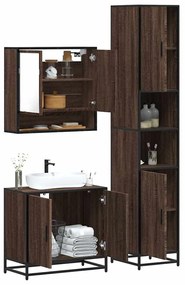 Set Mobili Da Bagno 3 Pz Rovere Marrone İn Legno Multistrato /