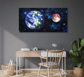 Stampa su tela – Pianeta Terra e Luna rossa
