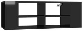 Armadietto tv da parete nero lucido 102x35x35 cm in truciolato