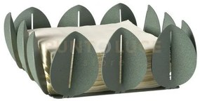 Portatovaglioli di design ficus verde salvia in ferro 21x21x9h cm