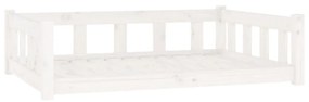 Cuccia per cani bianca 105,5x75,5x28 cm legno massello di pino