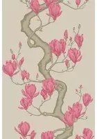 Cole & Son Carta da parati Magnolia Tree - Metallic Taupe and Magenta