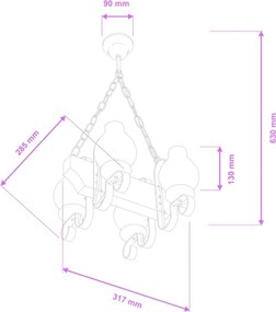 Brilagi - Lampadario a sospensione con catena QUEEN 4xE14/40W/230V faggio